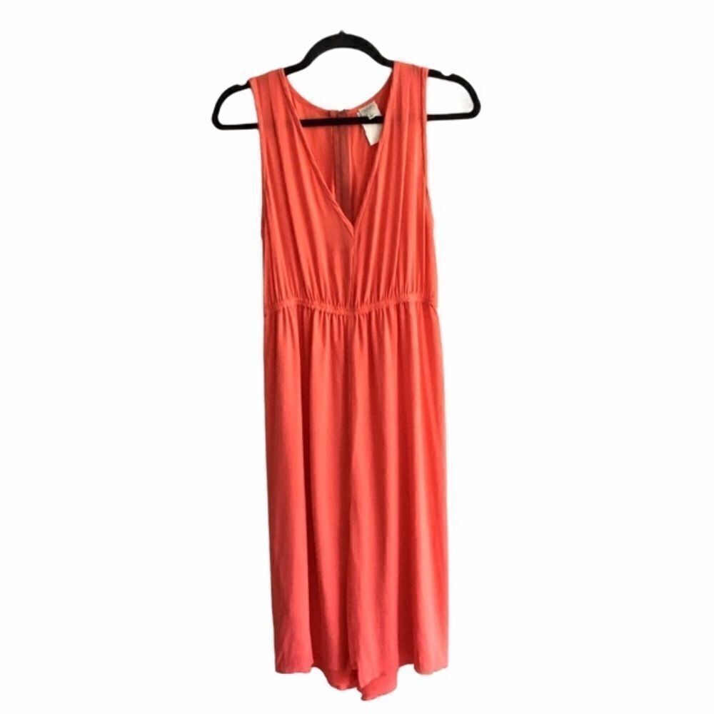 ARITZIA Babaton Silk Sleeveless V-Neck Midi Dress Coral Melon S